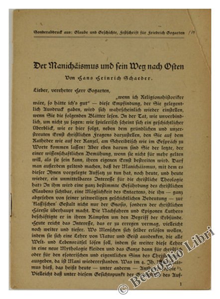 DER MANICHÄISMUS UND SEIN WEG NACH OSTEN.