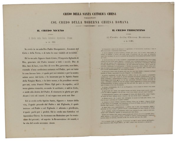 CREDO DELLA SANTA CATTOLICA CHIESA paragonato col CREDO DELLA MODERNA … | Immagine principale