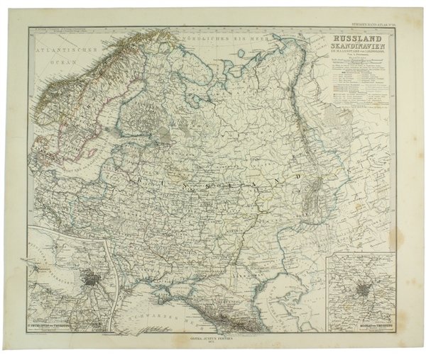 RUSSLAND UND SKANDINAVIEN im maassstabe von 1:10.000.000 von A.Petermann.