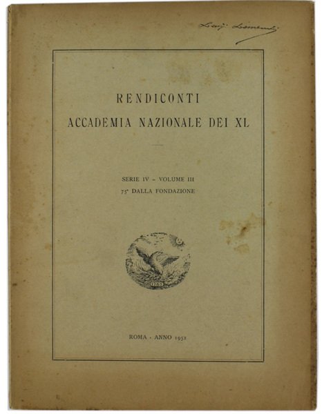 RENDICONTI ACCADEMIA NAZIONALE DEI XL. Serie IV - Volume III. …