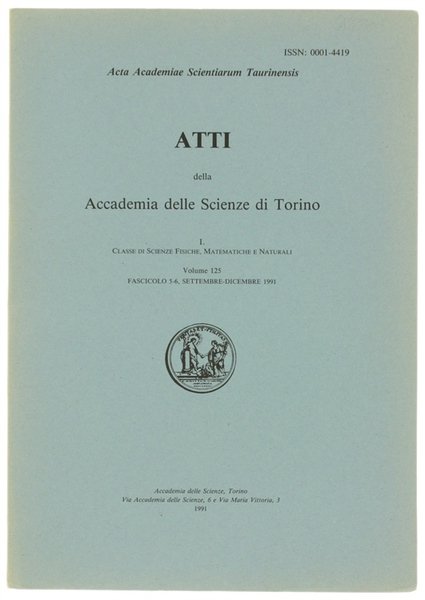ATTI DELLA ACCADEMIA DELLE SCIENZE DI TORINO - I. Classe …