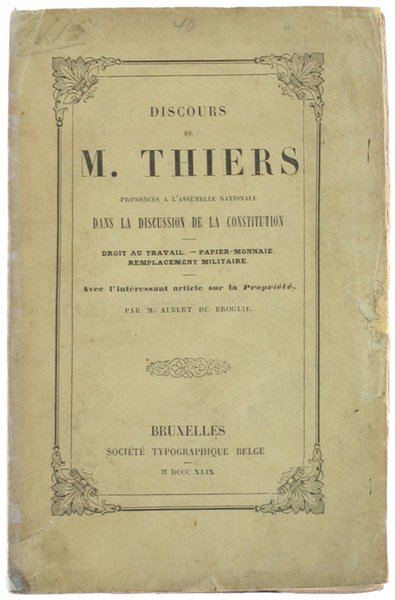 DISCOURS DE M. THIERS prononcés à l'Assemblée Nationale dans la …