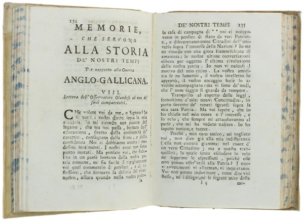 MEMORIE, CHE SERVONO ALLA STORIA DE' NOSTRI TEMPI, fatte dall'osservatore …