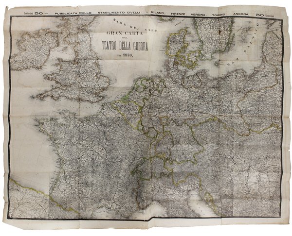 GRAN CARTA DEL TEATRO DELLA GUERRA NEL 1870.