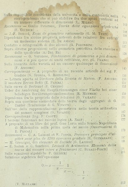 RIVISTA DI MATEMATICA. Volume II.