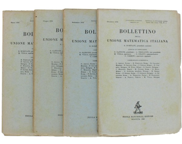 BOLLETTINO DELLA UNIONE MATEMATICA ITALIANA. Annata 1952 completa.