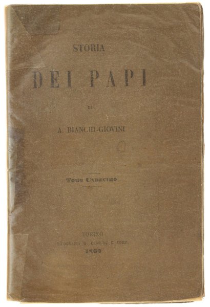 STORIA DEI PAPI. Tomo Undecimo.
