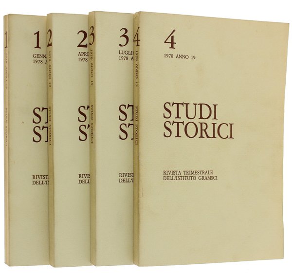 STUDI STORICI - Rivista trimestrale dell'Istituto Gramsci. Annata 1978 completa.