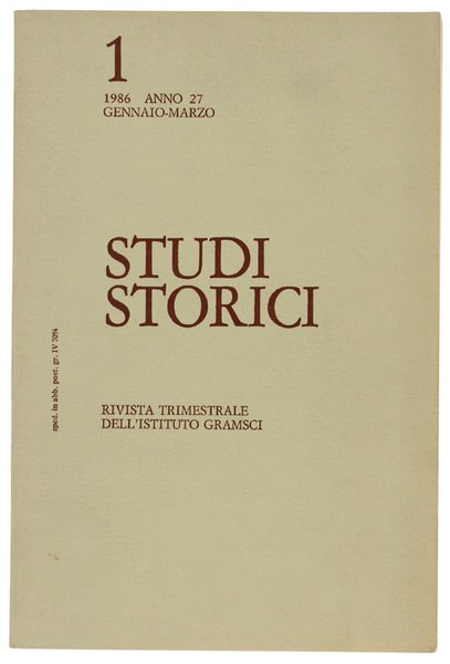 STUDI STORICI - Rivista trimestrale dell'Istituto Gramsci. N 1 /1986