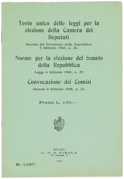 TESTO UNICO DELLE LEGGI PER LA ELEZIONE DELLA CAMERA DEI …