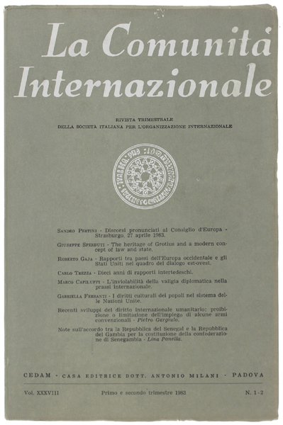 LA COMUNITA' INTERNAZIONALE - 1983 N. 1-2