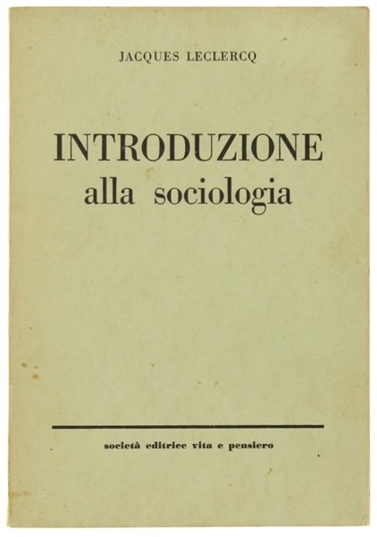 INTRODUZIONE ALLA SOCIOLOGIA.