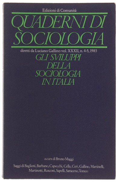 QUADERNI DI SOCIOLOGIA. Volume XXXII n. 4-5, 1985: GLI SVILUPPO … | Immagine principale
