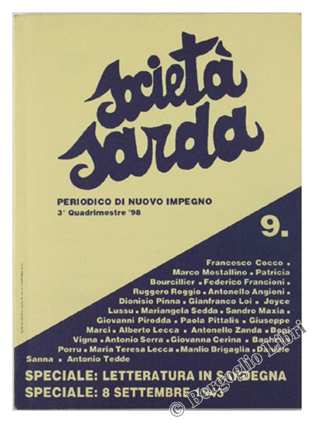 SOCIETA' SARDA. Periodico di Nuovo Impegno. 3° Quadrimestre '98. N. …