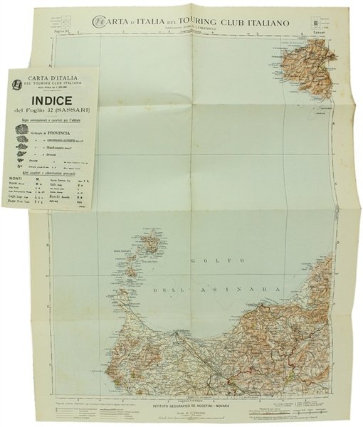 SASSARI. Foglio 32 della CARTA D'ITALIA del T.C.I. alla scala …