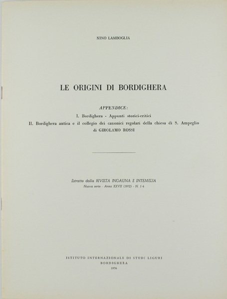 LE ORIGINI DI BORDIGHERA.