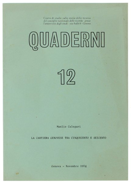 LA CARTIERA GENOVESE TRA CINQUECENTO E SEICENTO. | Immagine principale