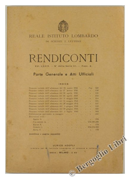 RENDICONTI. Parte Generale e Atti Ufficiali. Vol. LXXIV. 5° Serie …