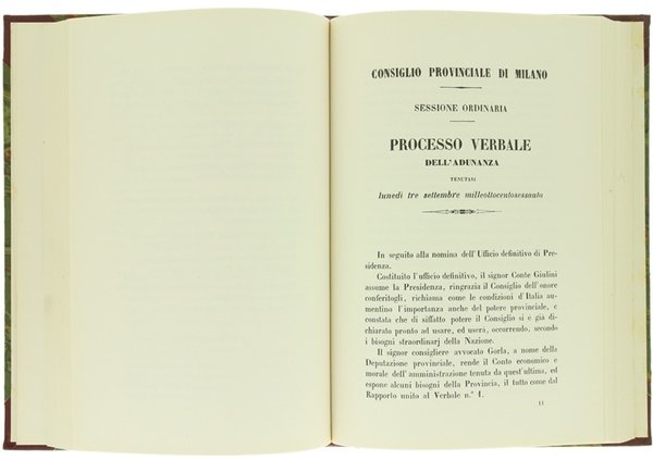 ATTI DEL CONSIGLIO PROVINCIALE DI MILANO 1860 (Ristampa anastatica).