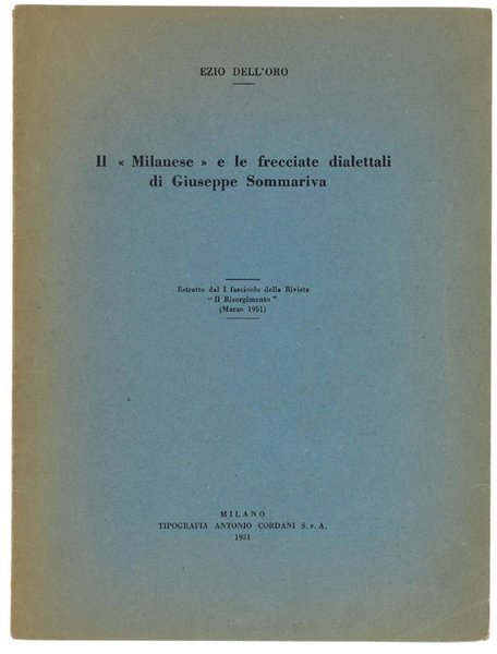 IL "MILANESE" E LE FRECCIATE DIALETTALI DI GIUSEPPE SOMMARIVA.