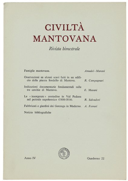 CIVILTA' MANTOVANA. Anno IV - 1970 Quaderno 22.