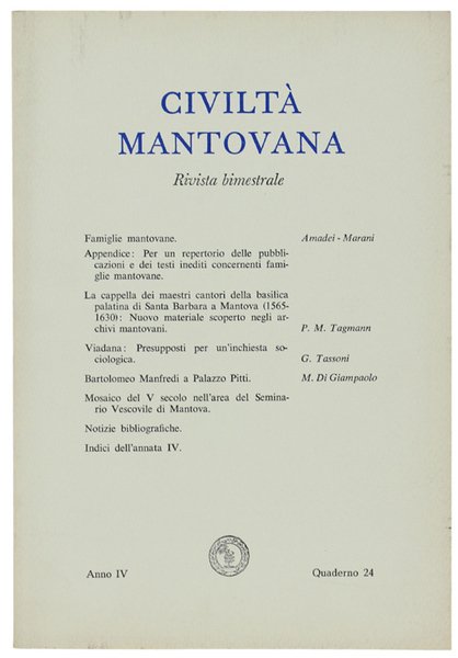 CIVILTA' MANTOVANA. Anno IV - 1970. Quaderno 24.