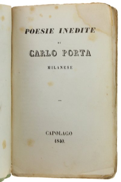 POESIE INEDITE DI CARLO PORTA MILANESE. | Immagine principale