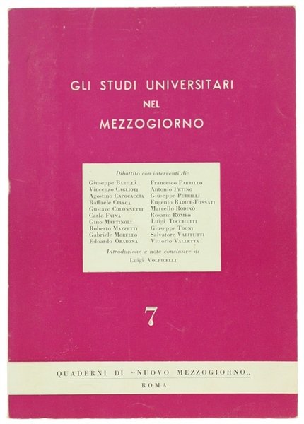 GLI STUDI UNIVERSITARI NEL MEZZOGIORNO.