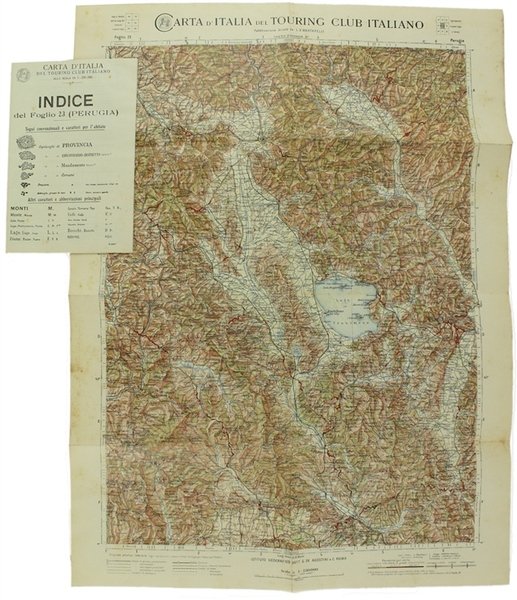 PERUGIA. Foglio 23 della CARTA D'ITALIA del T.C.I. alla scala 1:250.000.