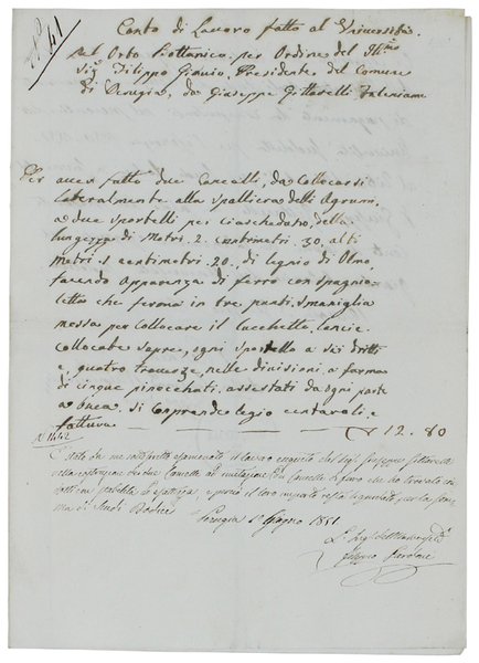 CARTA DI LAVORO FATTA AL UNIVERSITA' NEL ORTO BOTTANICO PER …