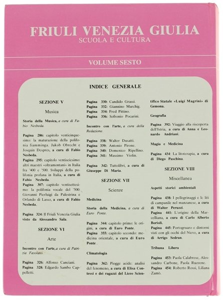 FRIULI VENEZIA GIULIA - SCUOLA E CULTURA. Volume 6°.