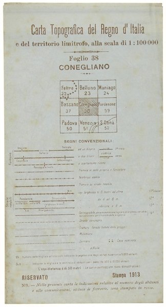 CONEGLIANO. Foglio 38 della Carta Topografica del Regno d'Italia e …
