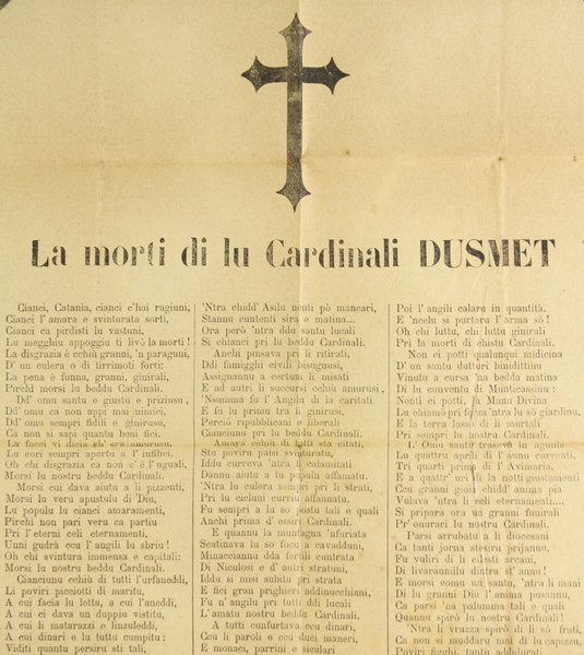 LA MORTI DI LU CARDINALI DUSMET [documento autentico].