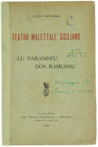 TEATRO DIALETTALE SICILIANO: LU PARANINFU - DON RAMUNNU.