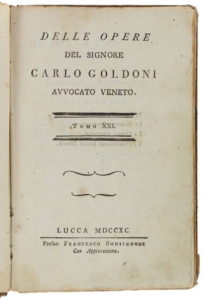 DELLE OPERE DEL SIGNORE CARLO GOLDONI AVVOCATO VENETO. Tomo XXI: … | Immagine principale