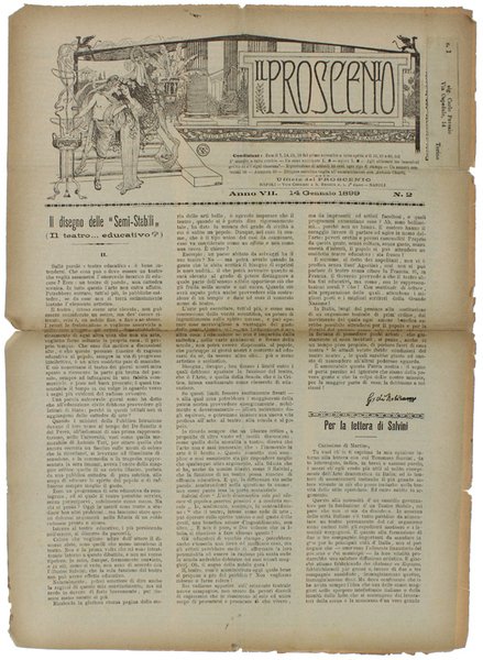 IL PROSCENIO. Giornale Artistico Teatrale. Anno 1899 (33 numeri) | Immagine Gallery 2