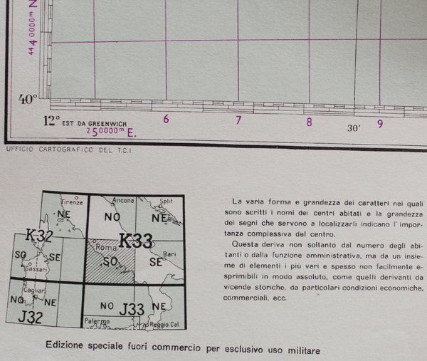 ROMA. Carta d'Europa - Scala 1:500 000. "K33 SO"