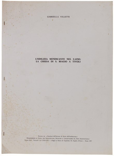 L'EDILIZIA MENDICANTE NEL LAZIO: LA CHIESA DI S.BIAGIO A TIVOLI.