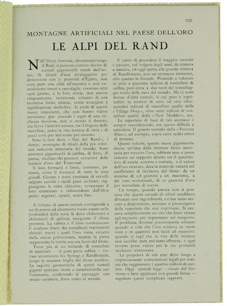 LE ALPI DEL RAND. Montagne artificiali nel paese dell'oro.