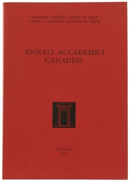 ANNALI ACCADEMICI CANADESI. Volume VIII.