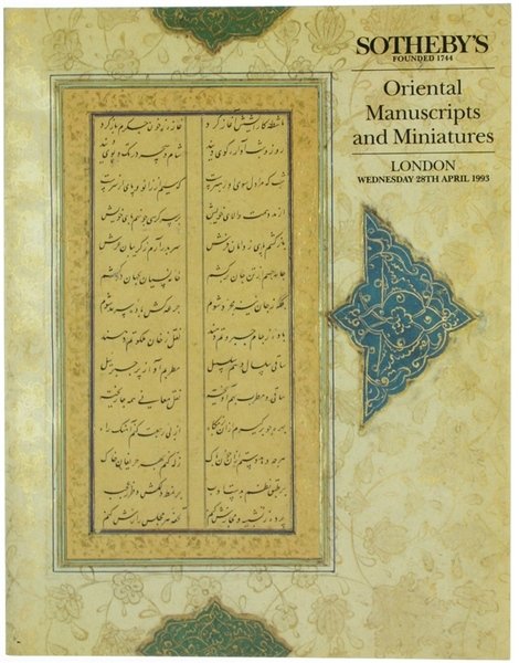 ORIENTAL MANUSCRIPTS AND MINIATURES. London : Wednesday 28th April 1993.