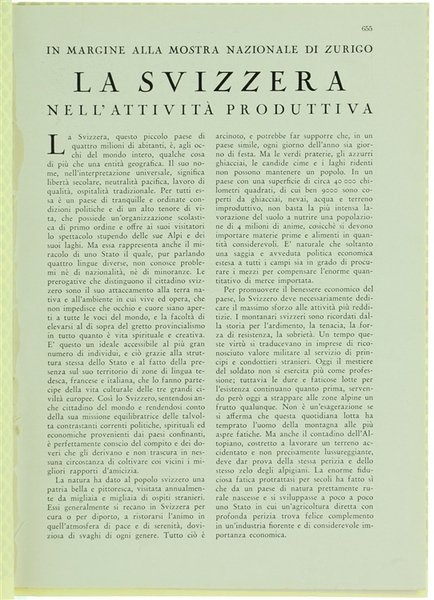 LA SVIZZERA NELL'ATTIVITA' PRODUTTIVA. In margine alla Mostra Nazionale di …