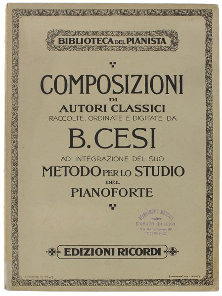 METODO PER LO STUDIO DEL PIANOFORTE. COMPOSIZIONI DI G. N. …