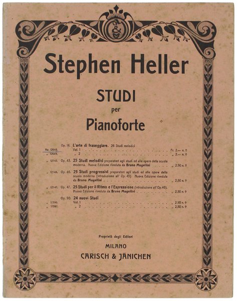 STUDI PER PIANOFORTE. L'ARTE DI DITEGGIARE - 26 Studi melodici. …