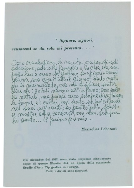 EX LIBRIS EFEMERIDALI BIZZARRI E BELLI. DALL'OLIVO CONTORTO MARIEELISA LEBORONI RICAVA DOLCE POESIA. I Libretti di Mal'Aria 424.