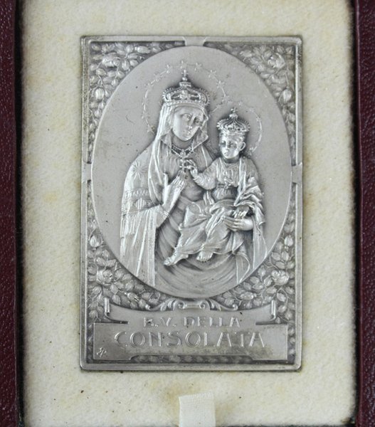 B.V.DELLA CONSOLATA: PLACCHETTA MEDAGLIA ARGENTONE IN ASTUCCIO DA VIAGGIO. | Immagine Gallery 5