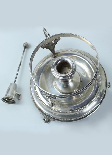 GRANDE PORTACANDELA CANDELABRO ARGENTO 800 + CRISTALLO