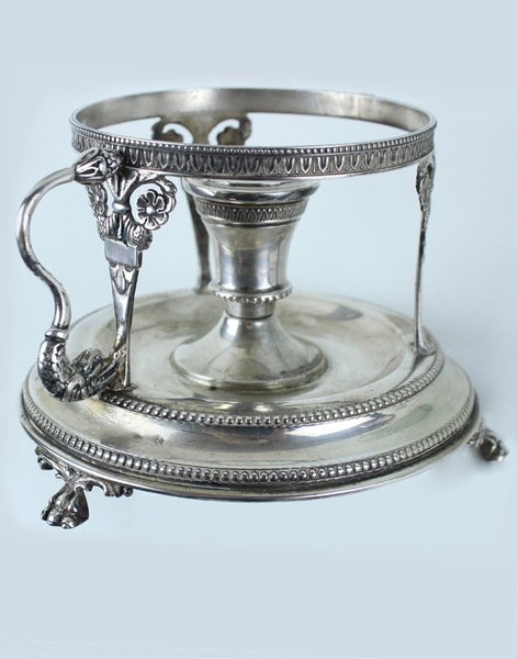 GRANDE PORTACANDELA CANDELABRO ARGENTO 800 + CRISTALLO