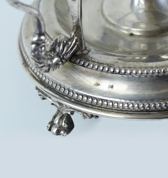 GRANDE PORTACANDELA CANDELABRO ARGENTO 800 + CRISTALLO