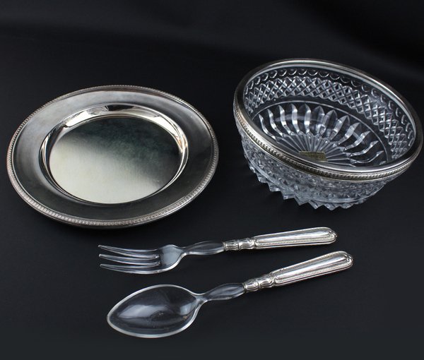 INSALATIERA VINTAGE ARGENTO 800/1000 E CRISTALLO NELLA SCATOLA ORIGINALE (tutto …